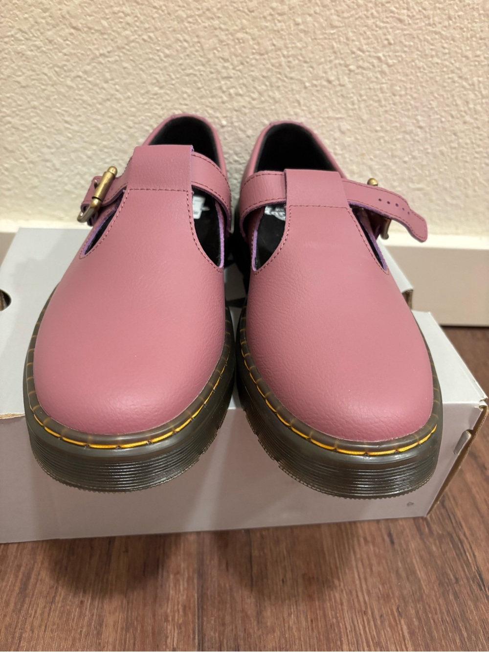 Dr. Martens Pink Mary Jane Leather Clogs with Buckle
